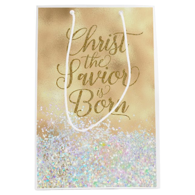 Christ the Savior is Born Christmas Medium Gift Bag (Front)