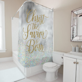 Christ the Savior is Born Christmas Shower Curtain