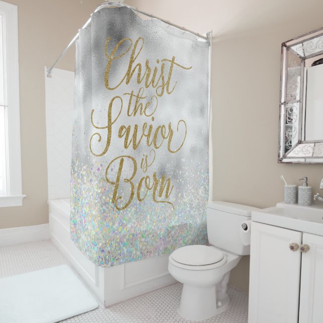 Christ the Savior is Born Christmas Shower Curtain (In Situ)