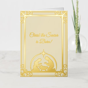 Christ the Savior is Born Gold Foil Foil Holiday Card