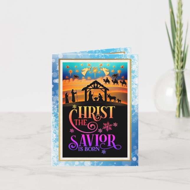 "Christ The Savior Is Born" Nativity Christmas Holiday Card (Front)