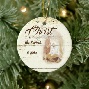 Christ the Saviour is born Ceramic Ornament