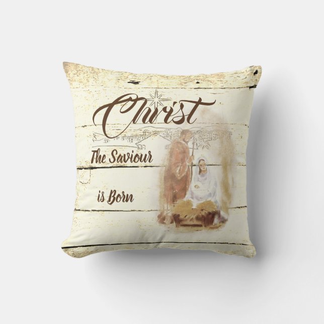 Christ the Saviour is born  Throw Pillow (Front)