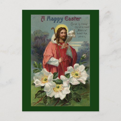 Christ the Shepherd with Lamb Vintage Easter Holiday Postcard