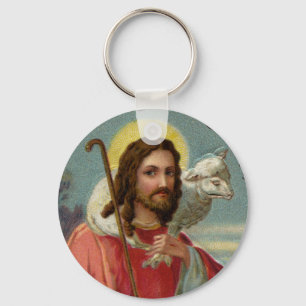 Christ the Shepherd with Lamb Vintage Easter Keychain