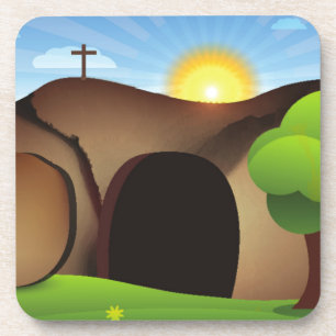 christ tomb beverage coaster