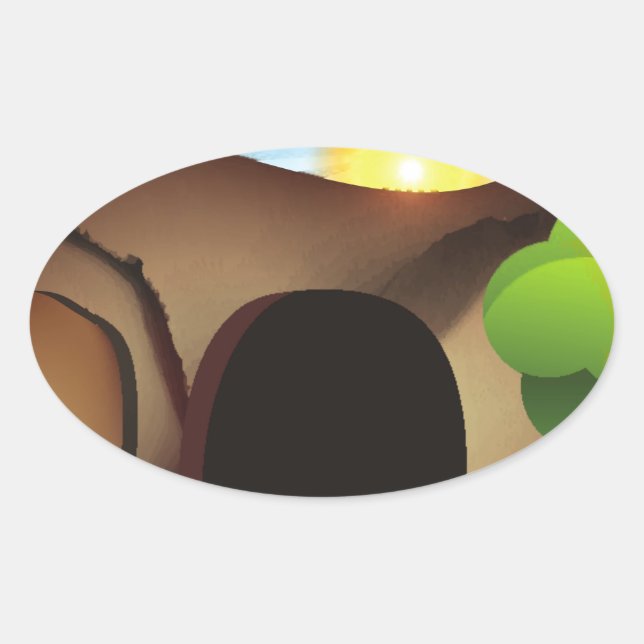 christ tomb oval sticker (Front)