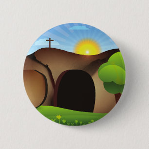 christ tomb pinback button