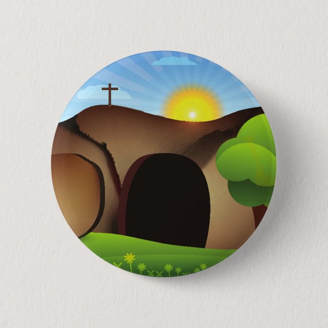 christ tomb pinback button (Front)