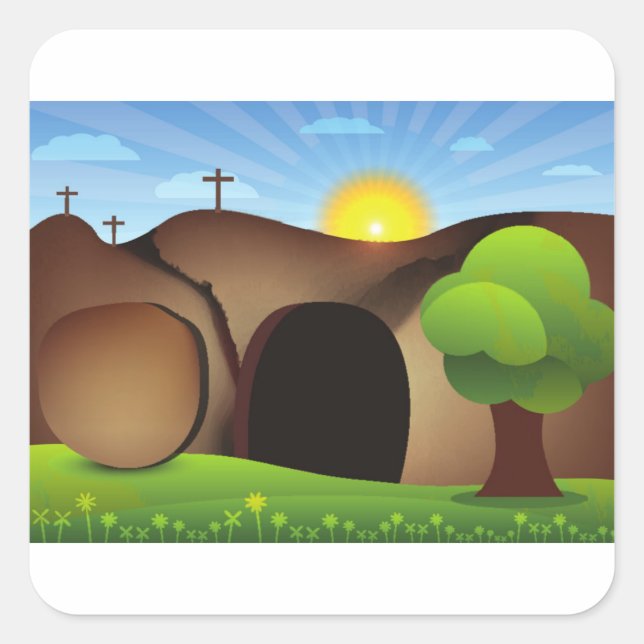christ tomb square sticker (Front)