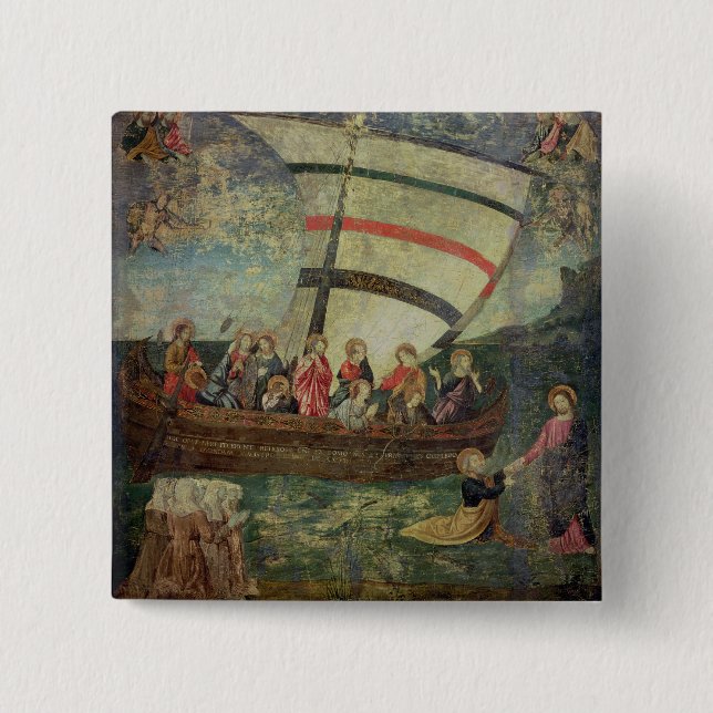 Christ walking on the water, after the 'Navicella' Pinback Button (Front)