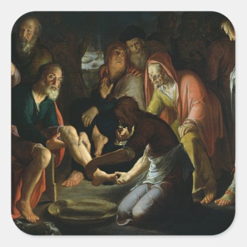Christ Washing the Disciples Feet 1623 Square Sticker