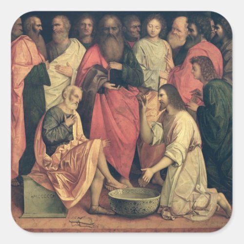 Christ Washing the Disciples Feet Square Sticker