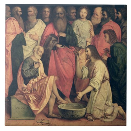 Christ Washing the Disciples Feet Tile