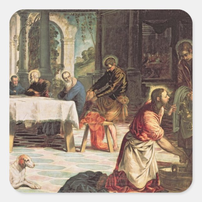 Christ Washing the Feet of the Disciples 2 Square Sticker (Front)