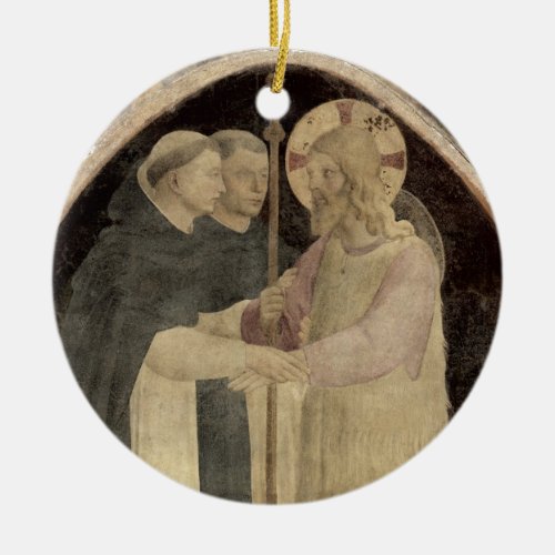 Christ Welcomes Two Dominican Friars fresco de Ceramic Ornament