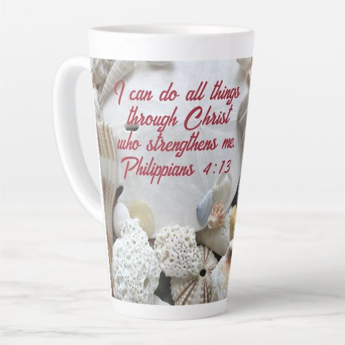 Christ Who Strengthens Me Seashell Sand Dollar Latte Mug