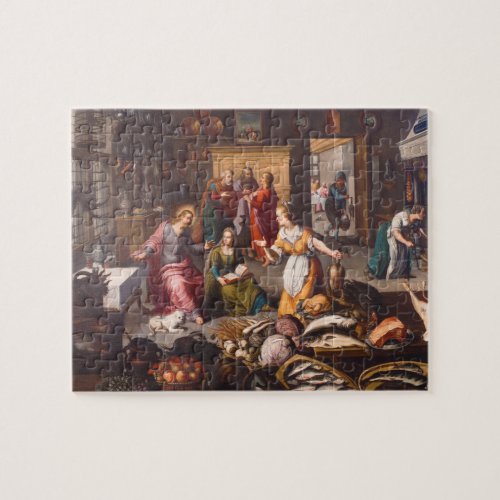 Christ with Martha and Mary by Joos Goemare Jigsaw Puzzle