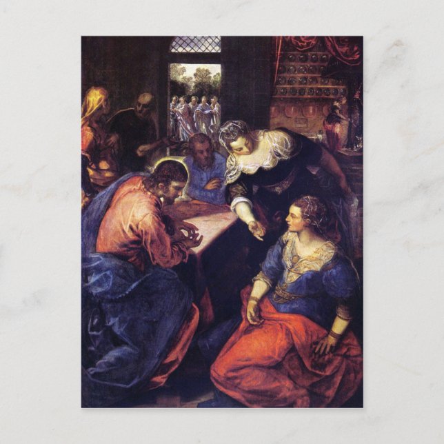 Christ with Mary and Martha by Tintoretto Postcard (Front)