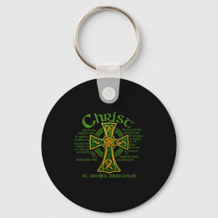Christ With Me Celtic Cross St. Patrick Breastplat Keychain