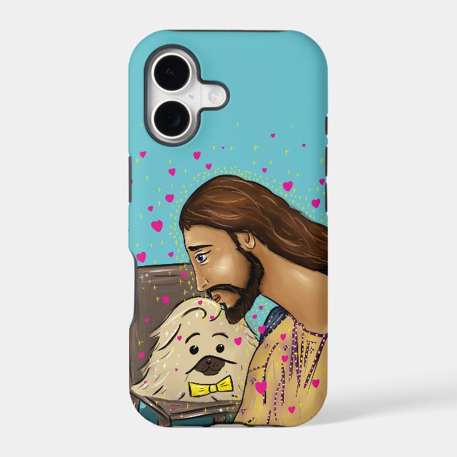 Christ with Pekingese iPhone case - multiple sizes (Back)