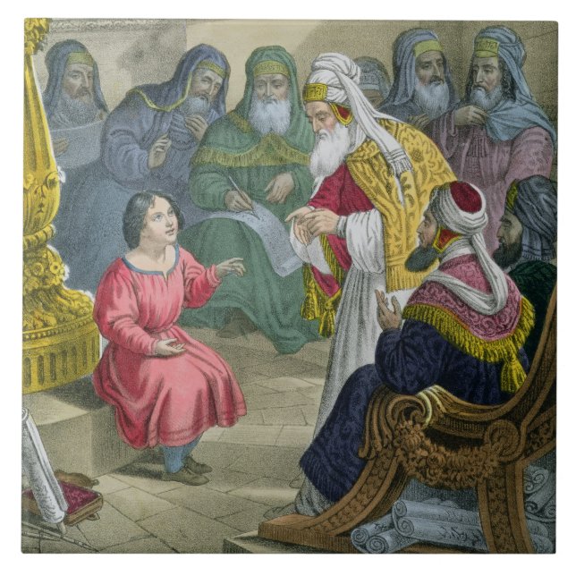 Christ with the Doctors in the Temple, from a bibl Tile (Front)