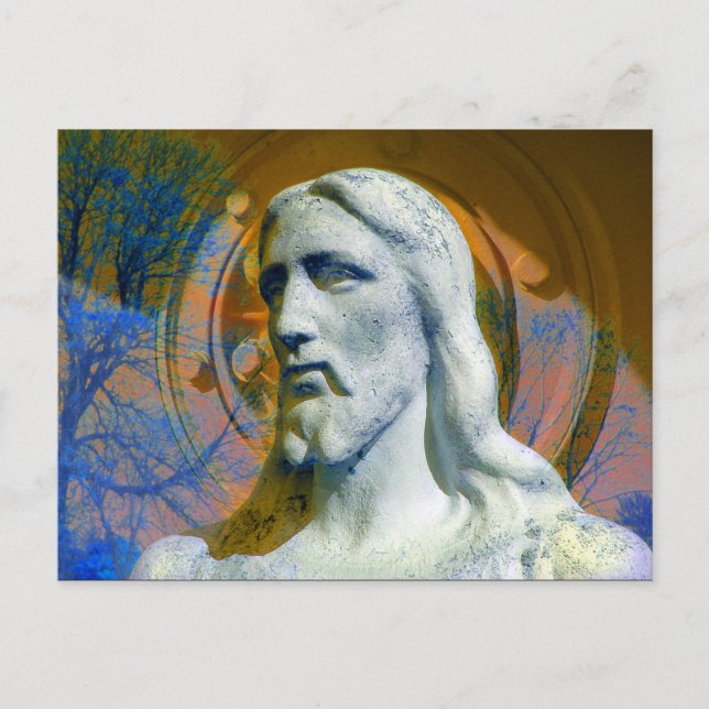 Christ with tractor part Halo Postcard (Front)