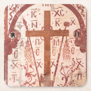 Christain Cross Artwork Square Paper Coaster