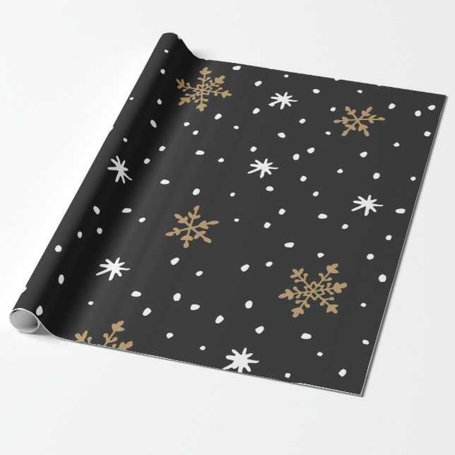 Christamas Snowflakes Matte Wrapping Paper (Unrolled)