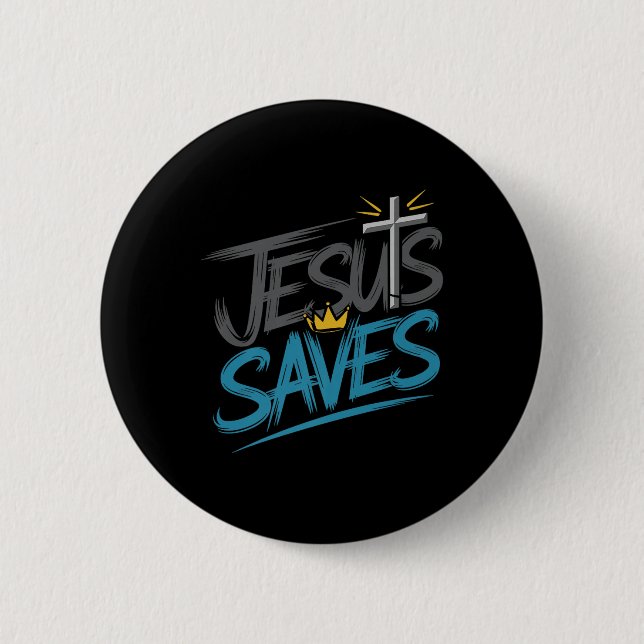 Christan Jesus Saves Premium  Button (Front)