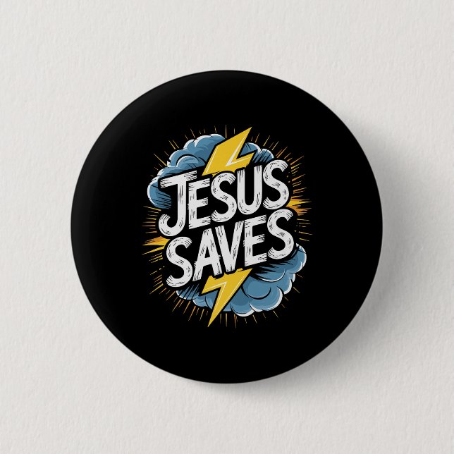 Christan Jesus Saves Premium  Button (Front)