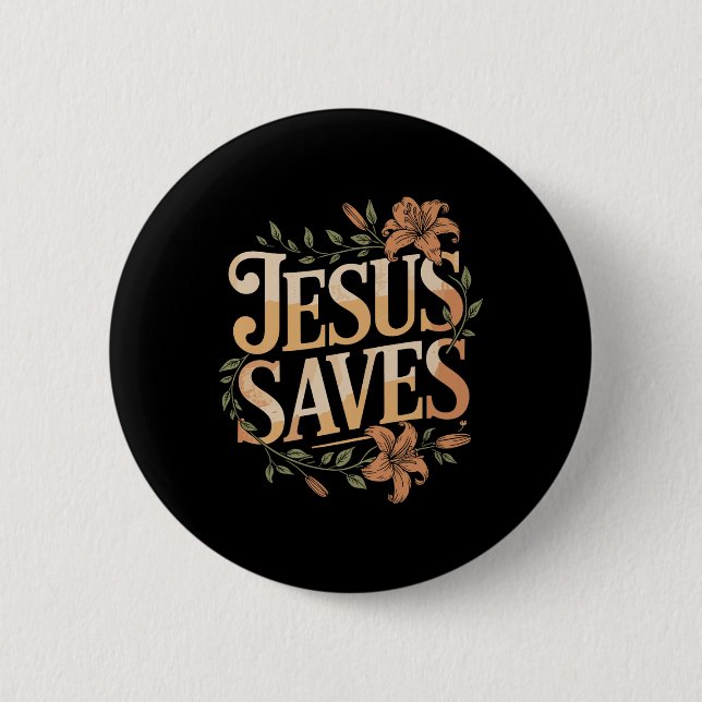 Christan Jesus Saves Premium  Button (Front)