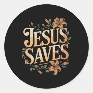 Christan Jesus Saves Premium  Classic Round Sticker