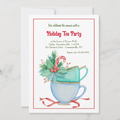 Christas Teacup Holiday Tea Party Invitation