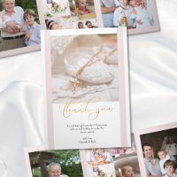Christening 10 Photo Thank You Pink and White