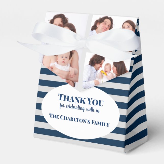Christening 3 Sections Custom Family Photo Favor Boxes (Front Side)