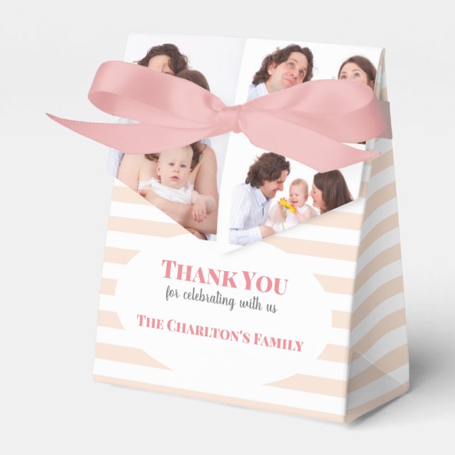 Christening 3 Sections Custom Photo Rainbow Favor Boxes (Front Side)