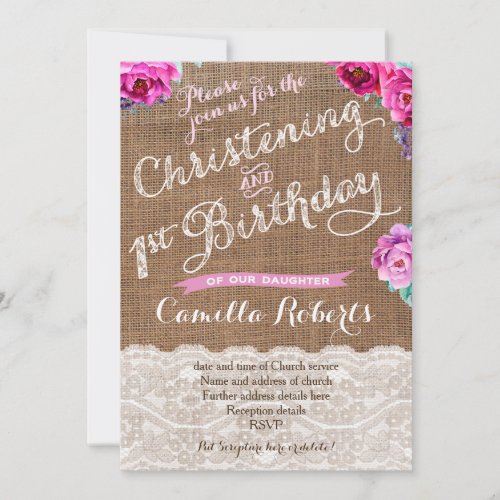 Christening and 1st Birthday Fall Party Cards