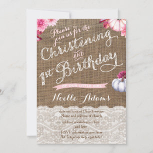 Christening and 1st Birthday Party in Autumn Invitation