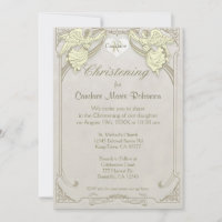 Christening | Angel Monogram Invitation
