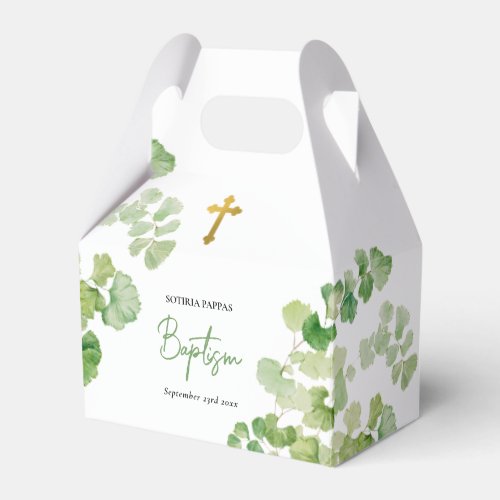Christening Baptism Boy Girl Watercolor Greenery Favor Boxes