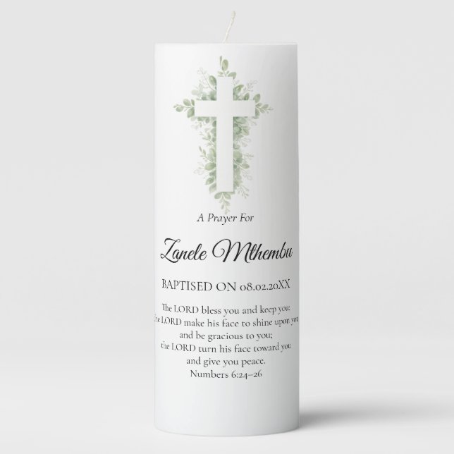 Christening / Baptism Candle – Personalised Keepsa (Front)
