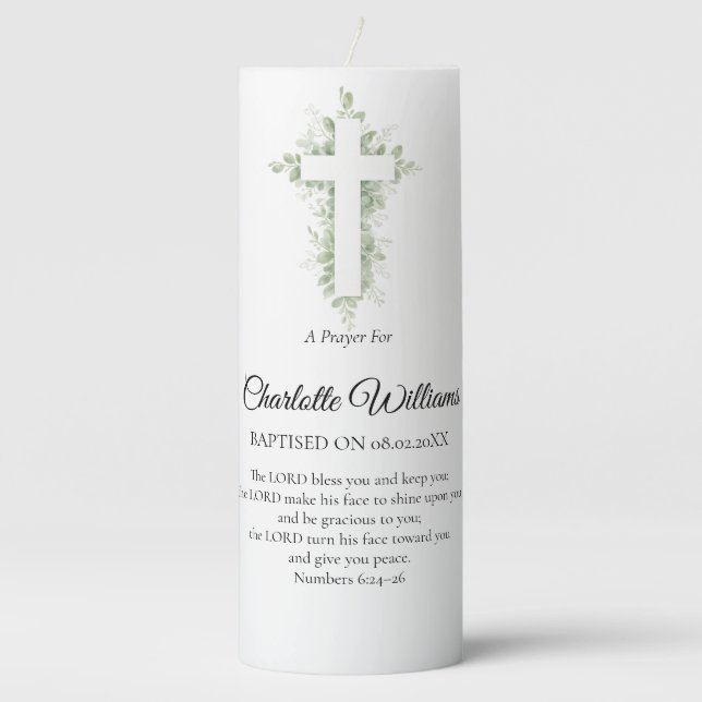 Christening / Baptism Candle – Personalised Keepsa (Front)