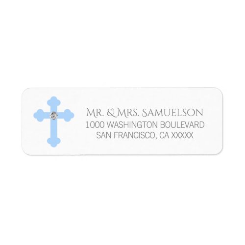 Christening  Baptism  Communion Blue Cross BOY Label