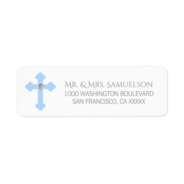 Christening / Baptism / Communion Blue Cross BOY Label (Front)