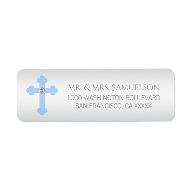 Christening / Baptism / Communion Blue Cross BOY Label (Front)