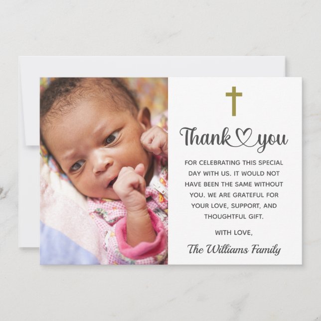 Christening Baptism Communion Christian Religious Thank You Card (Front)