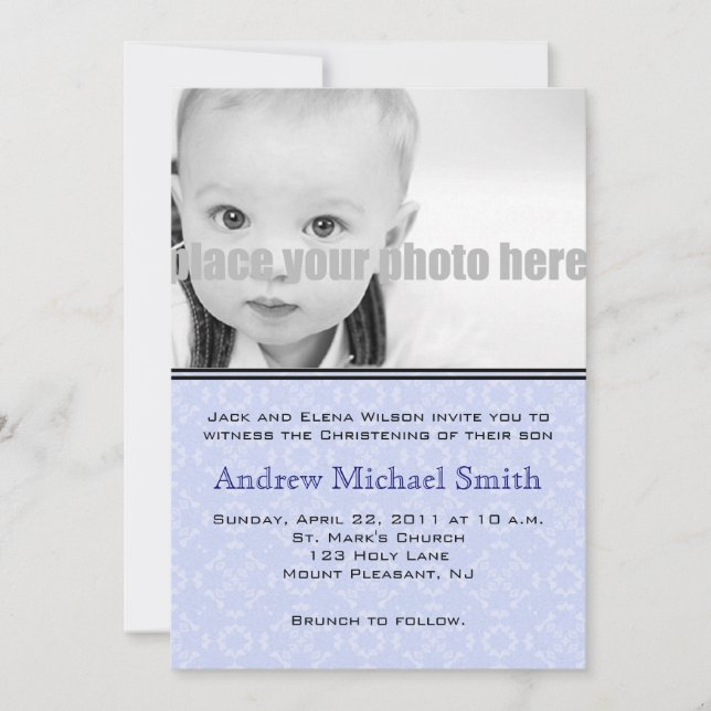 Christening/Baptism/Dedication Photo Invitation (Front)