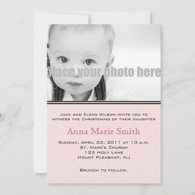 Christening/Baptism/Dedication Photo Invitation (Front)