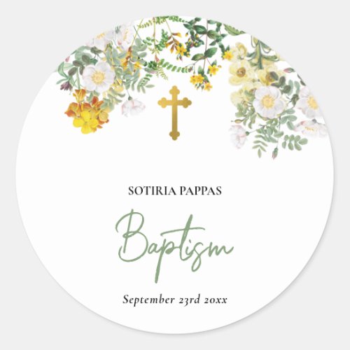 Christening Baptism Favor Boy Girl Classic Round Sticker